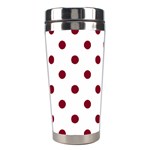 Polka Dots - Burgundy Red on White Stainless Steel Travel Tumbler