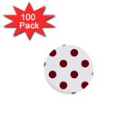 Polka Dots - Burgundy Red on White 1  Mini Button (100 pack)
