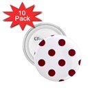 Polka Dots - Burgundy Red on White 1.75  Button (10 pack)