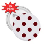 Polka Dots - Burgundy Red on White 2.25  Button (10 pack)