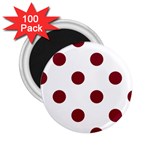 Polka Dots - Burgundy Red on White 2.25  Magnet (100 pack)