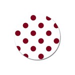 Polka Dots - Burgundy Red on White Magnet 3  (Round)