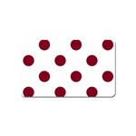 Polka Dots - Burgundy Red on White Magnet (Name Card)