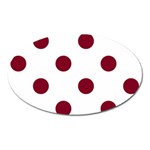 Polka Dots - Burgundy Red on White Magnet (Oval)