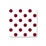 Polka Dots - Burgundy Red on White Magnet (Square)