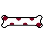 Polka Dots - Burgundy Red on White Magnet (Dog Bone)