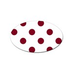 Polka Dots - Burgundy Red on White Sticker (Oval)