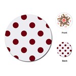 Polka Dots - Burgundy Red on White Playing Cards (Round)