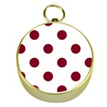 Polka Dots - Burgundy Red on White Gold Compass