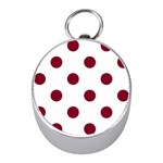Polka Dots - Burgundy Red on White Silver Compass (Mini)
