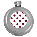 Polka Dots - Burgundy Red on White Hip Flask (5 oz)