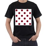 Polka Dots - Burgundy Red on White Men s T-Shirt (Black)