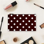Polka Dots - White on Bulgarian Rose Red Cosmetic Bag (S)