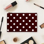 Polka Dots - White on Bulgarian Rose Red Cosmetic Bag (M)