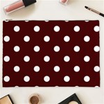 Polka Dots - White on Bulgarian Rose Red Cosmetic Bag (XXL)