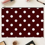 Polka Dots - White on Bulgarian Rose Red Cosmetic Bag (XXXL)