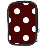 Polka Dots - White on Bulgarian Rose Red Compact Camera Leather Case