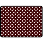 Polka Dots - White on Bulgarian Rose Red Double Sided Fleece Blanket (Large) (Two Sides)