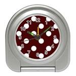 Polka Dots - White on Bulgarian Rose Red Desk Alarm Clock