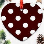 Polka Dots - White on Bulgarian Rose Red Heart Ornament (Two Sides)