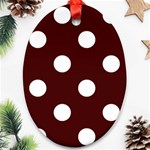 Polka Dots - White on Bulgarian Rose Red Ornament (Oval)