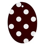 Polka Dots - White on Bulgarian Rose Red Oval Ornament (Two Sides)