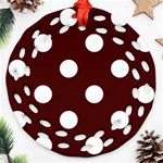 Polka Dots - White on Bulgarian Rose Red Ornament (Round Filigree)