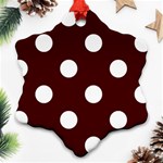 Polka Dots - White on Bulgarian Rose Red Snowflake Ornament (Two Sides)