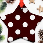 Polka Dots - White on Bulgarian Rose Red Star Ornament (Two Sides)