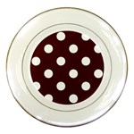 Polka Dots - White on Bulgarian Rose Red Porcelain Plate