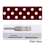 Polka Dots - White on Bulgarian Rose Red Memory Card Reader (Stick)