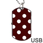 Polka Dots - White on Bulgarian Rose Red Dog Tag USB Flash (Two Sides)