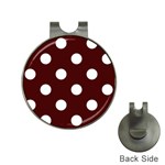 Polka Dots - White on Bulgarian Rose Red Golf Ball Marker Hat Clip