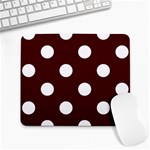 Polka Dots - White on Bulgarian Rose Red Large Mousepad