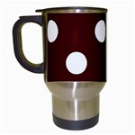 Polka Dots - White on Bulgarian Rose Red Travel Mug (White)