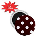 Polka Dots - White on Bulgarian Rose Red 1.75  Magnet (10 pack)