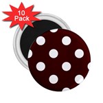 Polka Dots - White on Bulgarian Rose Red 2.25  Magnet (10 pack)