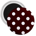 Polka Dots - White on Bulgarian Rose Red 3  Magnet