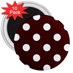 Polka Dots - White on Bulgarian Rose Red 3  Magnet (10 pack)