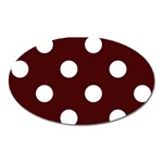 Polka Dots - White on Bulgarian Rose Red Magnet (Oval)