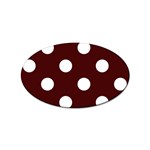 Polka Dots - White on Bulgarian Rose Red Sticker (Oval)