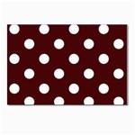 Polka Dots - White on Bulgarian Rose Red Postcard 4  x 6 