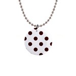 Polka Dots - Bulgarian Rose Red on White 1  Button Necklace