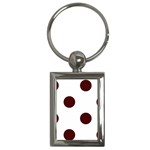 Polka Dots - Bulgarian Rose Red on White Key Chain (Rectangle)
