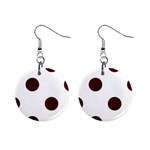 Polka Dots - Bulgarian Rose Red on White 1  Button Earrings