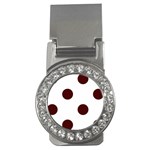 Polka Dots - Bulgarian Rose Red on White Money Clip (CZ)
