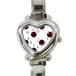 Polka Dots - Bulgarian Rose Red on White Heart Italian Charm Watch