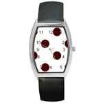 Polka Dots - Bulgarian Rose Red on White Barrel Style Metal Watch