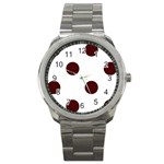 Polka Dots - Bulgarian Rose Red on White Sport Metal Watch