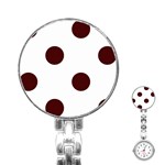 Polka Dots - Bulgarian Rose Red on White Stainless Steel Nurses Watch